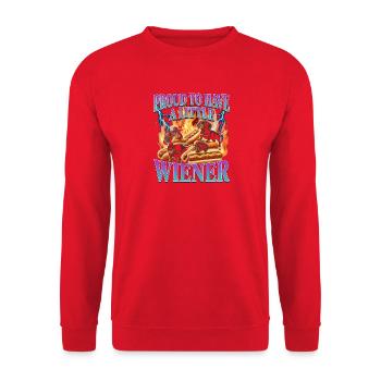 Stolz, einen kleinen Wiener zu haben - Unisex Pullover - Rot - Vorne - Alina (178cm) & Michal (187cm)