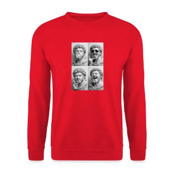 Marcus Aurelius Collage - Unisex Sweatshirt - red - Front - Alina (178cm) & Michal (187cm)