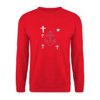 Pastel Neon Anchor with Star Accents - Unisex Sweatshirt - red - Front - Alina (178cm) & Michal (187cm)