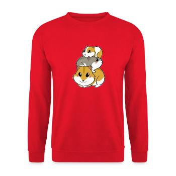 Pyramide de cochons d’Inde hamster mignonne - Sweat-shirt Unisexe - rouge - Devant - Alina (178cm) & Michal (187cm)
