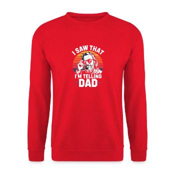  I Saw That Im Telling Dad Lustiger Jesus Spruch - Unisex Pullover - Rot - Vorne - Alina (178cm) & Michal (187cm)
