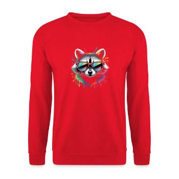 Rainbow Raccoon - Unisex Sweatshirt - red - Front - Alina (178cm) & Michal (187cm)
