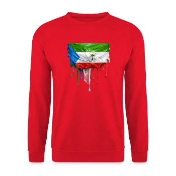 Equatorial Guinea Flag in Drop Art - Unisex Sweatshirt - red - Front - Alina (178cm) & Michal (187cm)