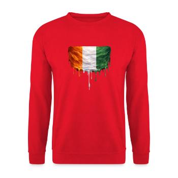 Ivory Coast Flagge in Tropfenkunst - Unisex Pullover - Rot - Vorne - Alina (178cm) & Michal (187cm)