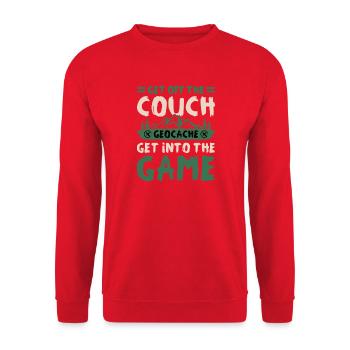 Get Off Couch Geocache Into The Game Hiking Art - Unisex Sweatshirt - red - Front - Alina (178cm) & Michal (187cm)