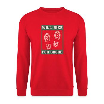 Will Hike For Cache Geocaching Graphic - Unisex Sweatshirt - red - Front - Alina (178cm) & Michal (187cm)