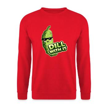 Dill With It Gurke - Unisex Pullover - Rot - Vorne - Alina (178cm) & Michal (187cm)
