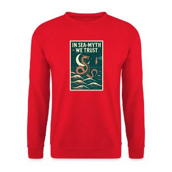 Trusting the Myth of the Sea | Sea Serpent Myth - Unisex Sweatshirt - red - Front - Alina (178cm) & Michal (187cm)