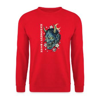 Hannya – Yōkai-Dämon - Unisex Pullover - Rot - Vorne - Alina (178cm) & Michal (187cm)