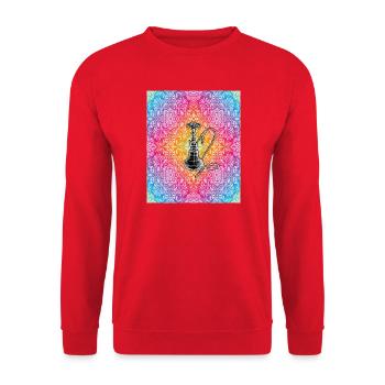 Buntes Mandala-Hookah Shisha Design - Unisex Pullover - Rot - Vorne - Alina (178cm) & Michal (187cm)