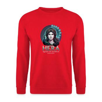 Hera bunter Pfau - Unisex Pullover - Rot - Vorne - Alina (178cm) & Michal (187cm)