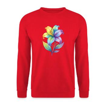 Regenbogen Lilie Aquarell - Unisex Pullover - Rot - Vorne - Alina (178cm) & Michal (187cm)