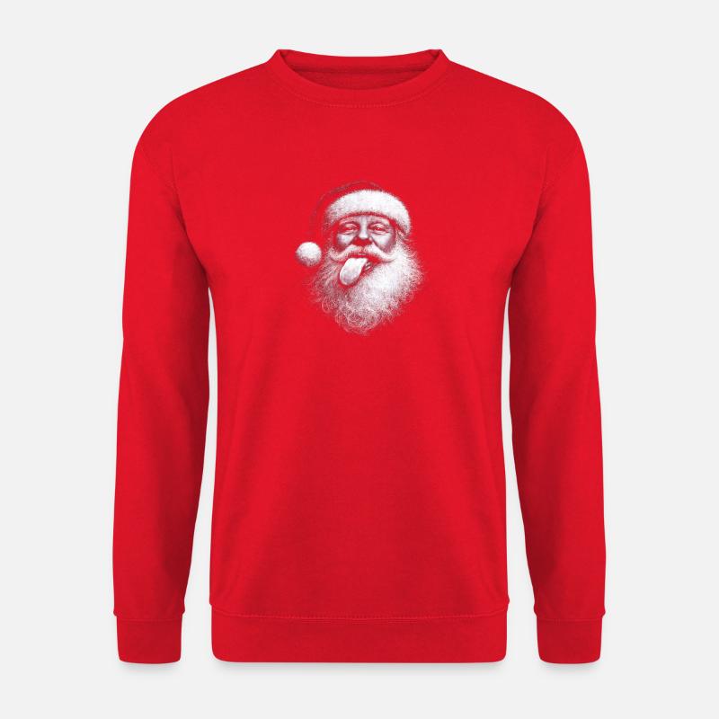 Schwarzweiß Santa Zunge - Unisex Pullover - Rot
