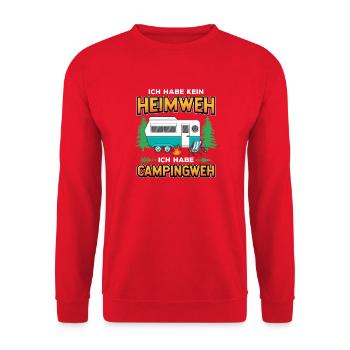 Campingweh – Wohnwagen Camping  Spruch - Unisex Pullover - Rot - Vorne - Alina (178cm) & Michal (187cm)