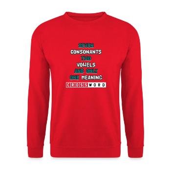 Seven Consonants Two Vowels Crossword Design - Unisex Pullover - Rot - Vorne - Alina (178cm) & Michal (187cm)