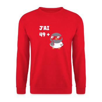 J'ai 49+ attitude - Sweat-shirt Unisexe - rouge - Devant - Alina (178cm) & Michal (187cm)