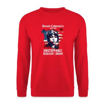 Bessie Coleman Courageous aviation pioneer - Unisex Sweatshirt - red - Front - Alina (178cm) & Michal (187cm)