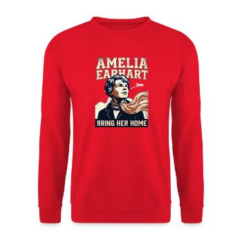 Amelia Earhart – Bring Her Home - Unisex Sweatshirt - red - Front - Alina (178cm) & Michal (187cm)