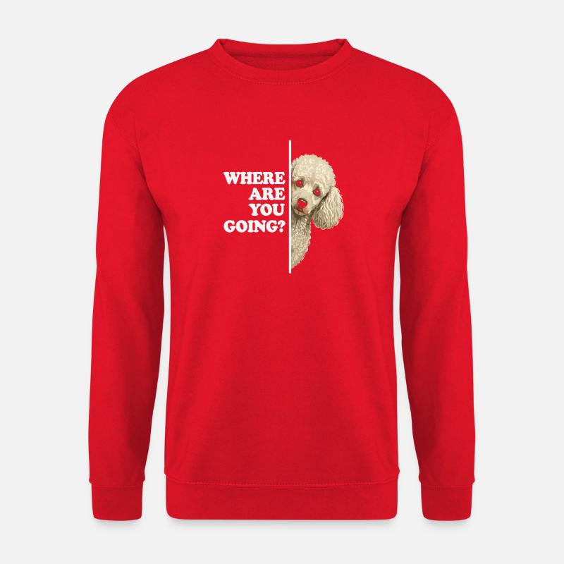Wohin gehst du? Pudel Blick - Unisex Pullover - Rot