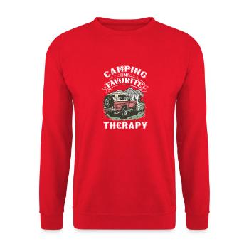 Camper Hiker Scout Camping Hiking Mountains Forest - Unisex Sweatshirt - red - Front - Alina (178cm) & Michal (187cm)