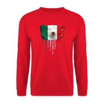 Mexikanische tropfende Flagge - Unisex Pullover - Rot - Vorne - Alina (178cm) & Michal (187cm)