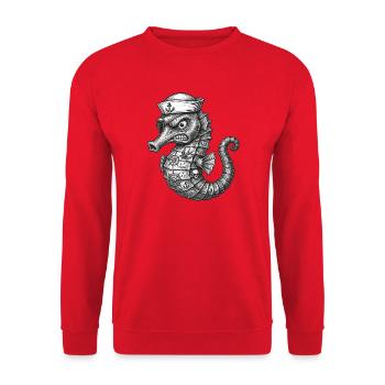 Captain Seahorse is in a bad mood today - Unisex Sweatshirt - red - Front - Alina (178cm) & Michal (187cm)