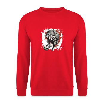 Wolf Fussball Team - Unisex Pullover - Rot - Vorne - Alina (178cm) & Michal (187cm)