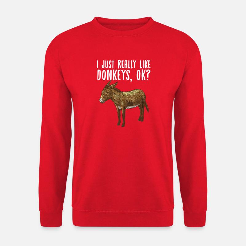 Whimsical Donkey Graphic Tee - Unisex Sweatshirt - red