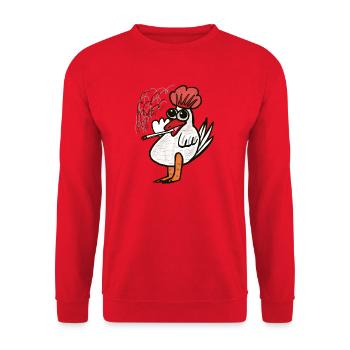 Drôle drôle, drôle drôle de poulet fumeur - Sweat-shirt Unisexe - rouge - Devant - Alina (178cm) & Michal (187cm)