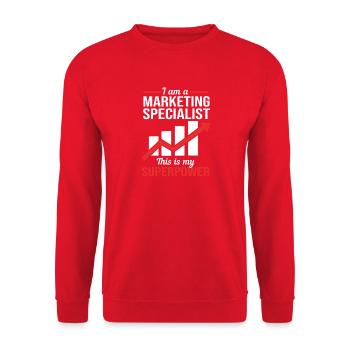 Marketing Manager - Unisex Pullover - Rot - Vorne - Alina (178cm) & Michal (187cm)