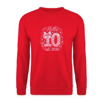 Hello 10th Birthday Leopard Pink - Unisex Sweatshirt - red - Front - Alina (178cm) & Michal (187cm)