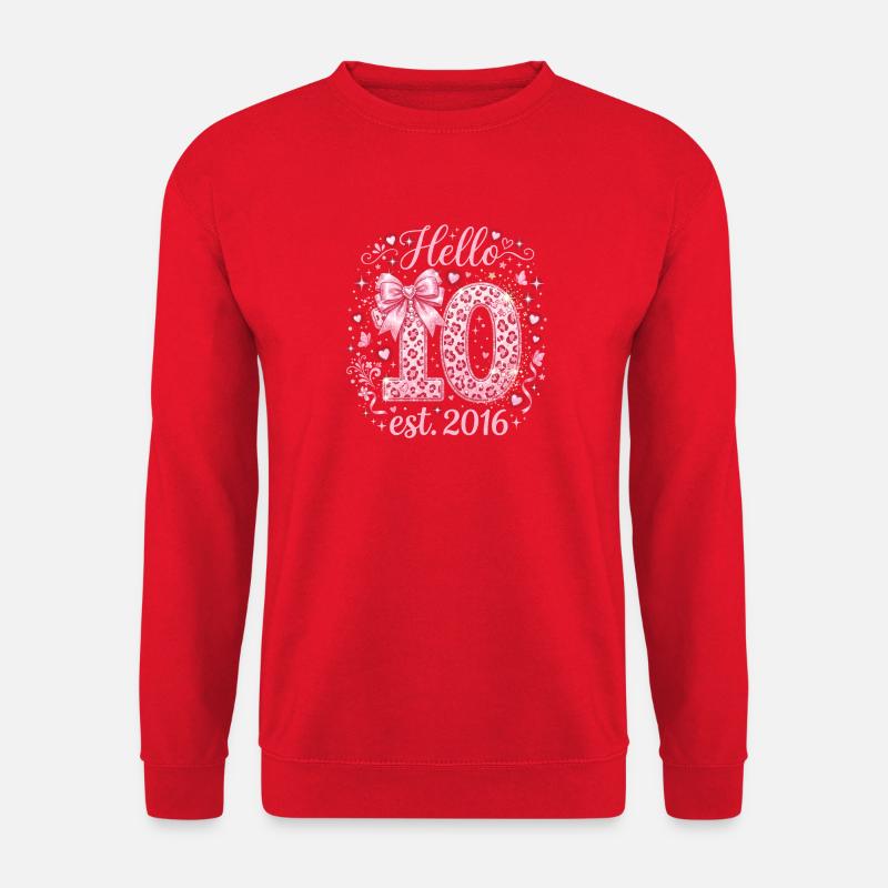 Hello 10th Birthday Leopard Pink - Unisex Sweatshirt - red
