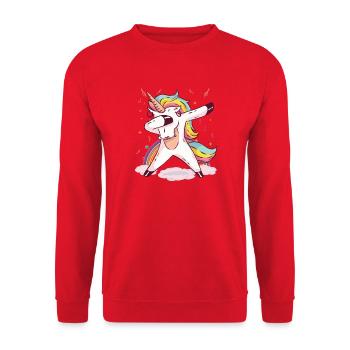 Dabbing Rainbow Unicorn Dance Vibes - Unisex Sweatshirt - red - Front - Alina (178cm) & Michal (187cm)