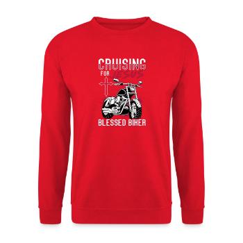 Cruising for Jesus Faithful Biker Graphic Tee - Unisex Pullover - Rot - Vorne - Alina (178cm) & Michal (187cm)