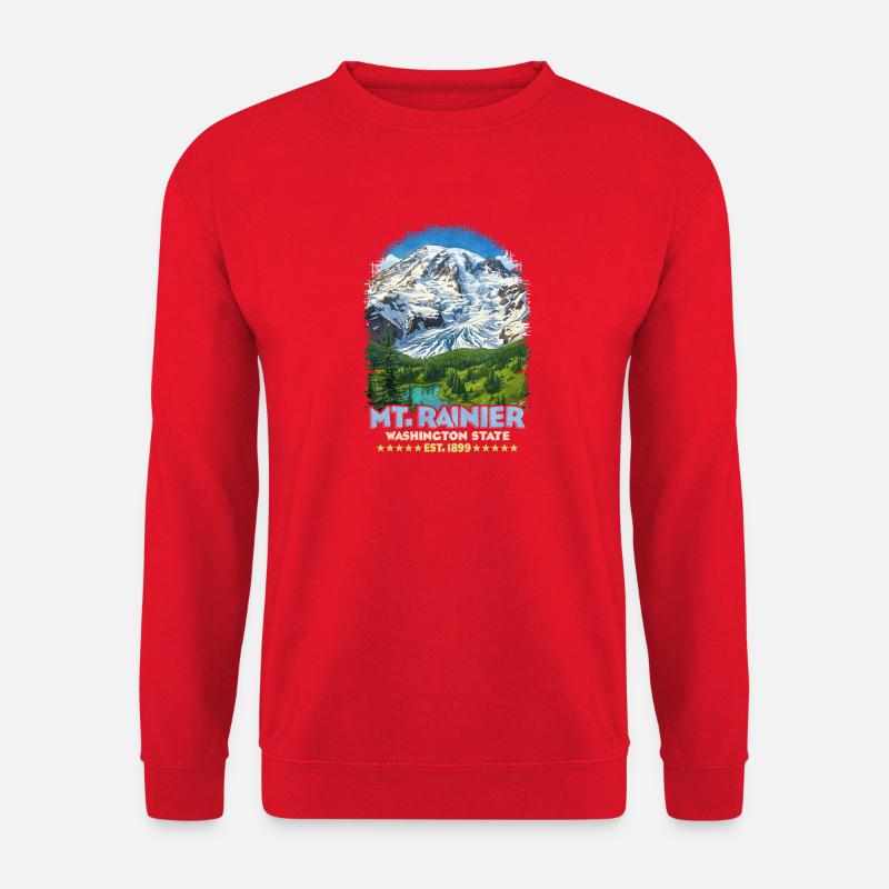 Mt Rainier Wasserfarben Landschaft - Unisex Pullover - Rot