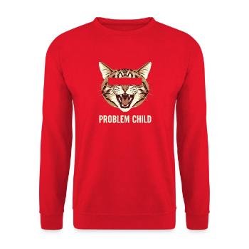 Problem Child Cat Motif - Unisex Sweatshirt - red - Front - Alina (178cm) & Michal (187cm)