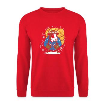 Winterlumberjack Kuh - Unisex Pullover - Rot - Vorne - Alina (178cm) & Michal (187cm)