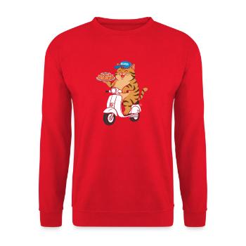 Livraison de sushi chat en scooter - Sweat-shirt Unisexe - rouge - Devant - Alina (178cm) & Michal (187cm)