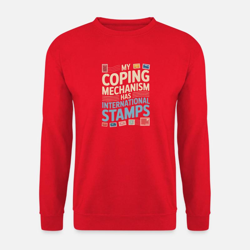 Briefmarken helfen | Postcrossing - Unisex Pullover - Rot