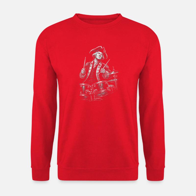 George Washington Drumming Illustration  - Unisex Pullover - Rot