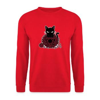 Black cat in a red ball of wool - Unisex Sweatshirt - red - Front - Alina (178cm) & Michal (187cm)