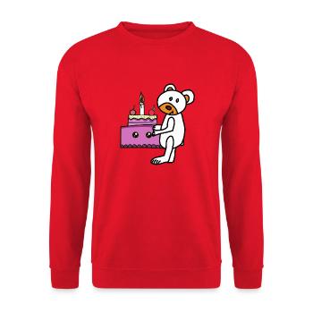 Teddy Teddy Bear Cake Kawaii Kids Birthday - Unisex Sweatshirt - red - Front - Alina (178cm) & Michal (187cm)