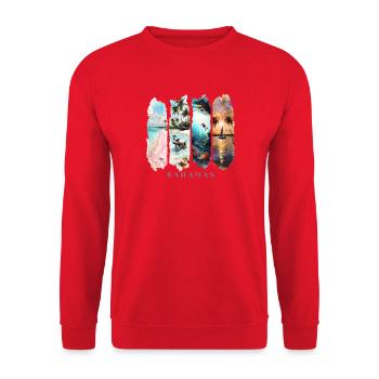 Bahamas Design – Beach & Sea Holiday Motif - Unisex Sweatshirt - red - Front - Alina (178cm) & Michal (187cm)