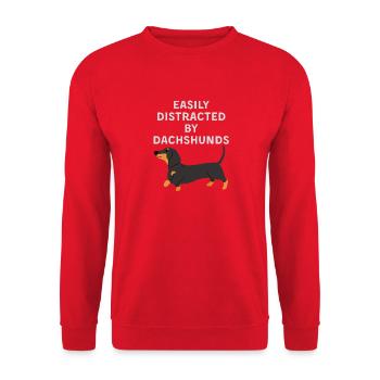 Easily Distracted by Dachshunds - Unisex Sweatshirt - red - Front - Alina (178cm) & Michal (187cm)