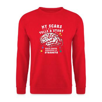 Brain Tumor Education, Fighter, Brain Tumor Education - Unisex Sweatshirt - red - Front - Alina (178cm) & Michal (187cm)