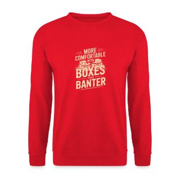 Mit Boxen wohler - Unisex Pullover - Rot - Vorne - Alina (178cm) & Michal (187cm)