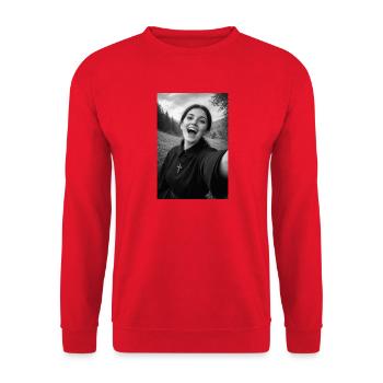 Saint Gemma Galgani Selfie Portrait - Unisex Sweatshirt - red - Front - Alina (178cm) & Michal (187cm)