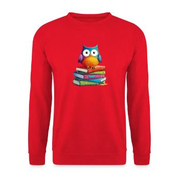 Stack of books owl - Unisex Sweatshirt - red - Front - Alina (178cm) & Michal (187cm)