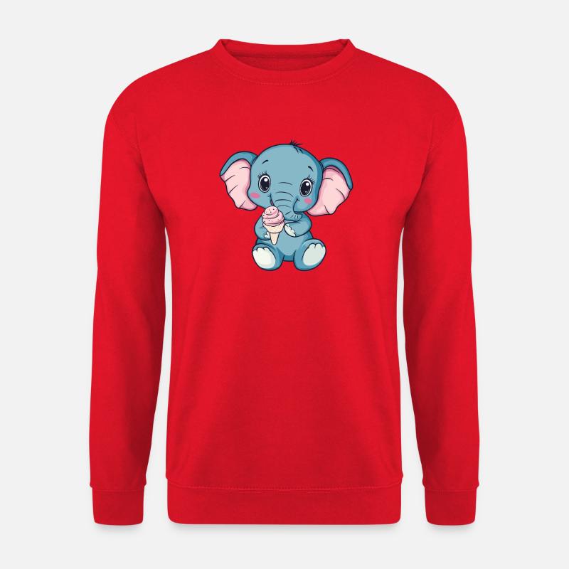 Illustration de crème glacée éléphant câline - Sweat-shirt Unisexe - rouge