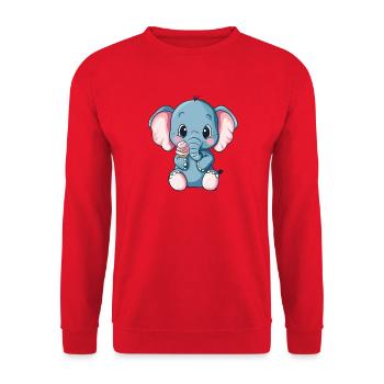 Kleiner Elefantenfreund Eiscreme - Unisex Sweatshirt - red - Front - Alina (178cm) & Michal (187cm)
